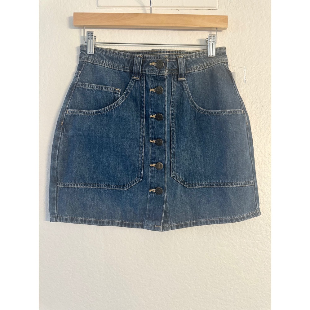 Old Navy Utility Mini Skirt Womens 0 Medium Wash Button Front Denim 585190-00-1 - Picture 2 of 10